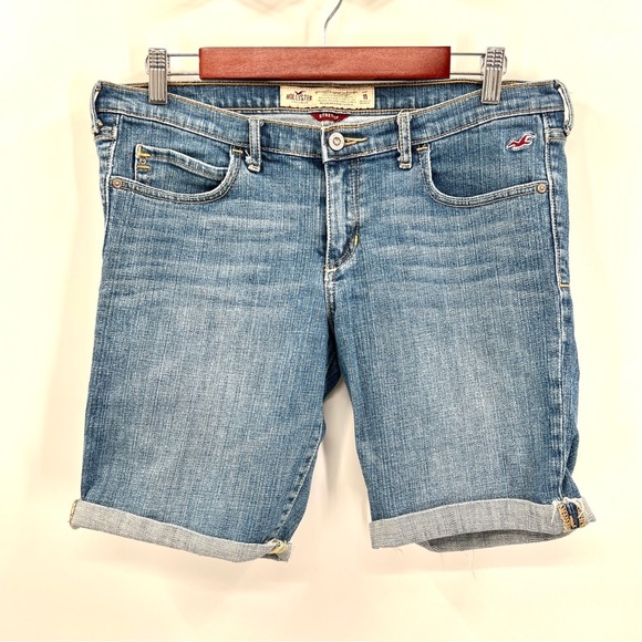 HOLLISTER Junior's Low-Rise Folded Hem Jean Shorts Size 11 - Picture 1 of 10